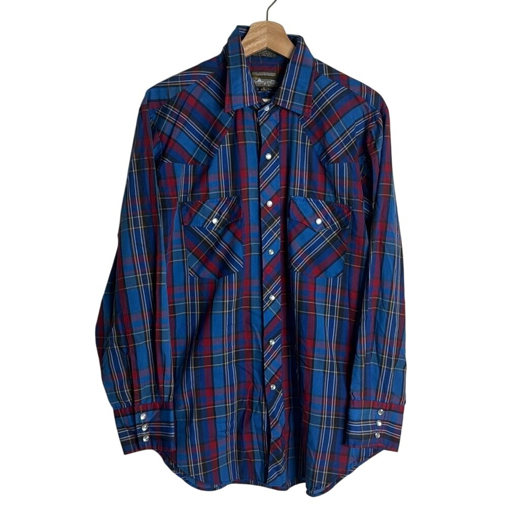 Plainsman mens Vtg long sleeve pearl snap button down western shirt size large